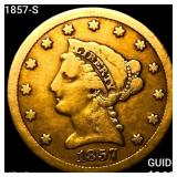 1857-S $2.50 Gold Quarter Eagle NEARLY UNC