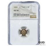 1834 Great Britain Silver 1.5 Pence NGC AU58