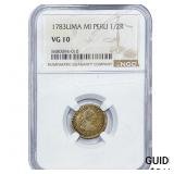 1783-Lima Colonial Spain Silver 1/2 Real NGC VG10