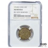 1916-SO Chile Silver 20 Centavos NGC AU Details