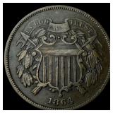 1864 Bronze Two-Cent Piece CLOSELY UNCIRCULATED
