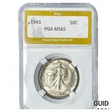 1943 Walking Liberty Half Dollar PGA MS65