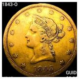 1843-O $10 Gold Eagle NEARLY UNCIRCULATED