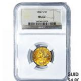 1886-S $5 Gold Half Eagle NGC MS62
