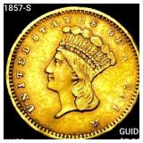 1857-S Rare Gold Dollar CHOICE AU
