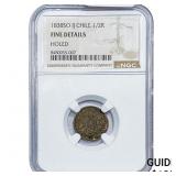 1838-SO Chile Silver 1/2 Real NGC F Details