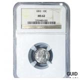 1892 Barber Dime NGC MS62
