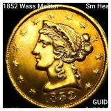 1852 Wass Molitor Sm Head $5 Gold Half Eagle