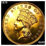 1879 $3 Gold Piece CHOICE BU PL