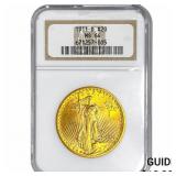 1911-D $20 Gold Double Eagle NGC MS64