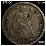1873-CC Arrows Seated Liberty Dime NEARLY UNC