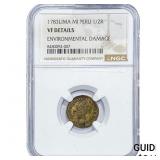 1783-Lima Colonial Spain Silver 1/2 Real NGC VF De