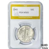 1945 Walking Liberty Half Dollar PGA MS65