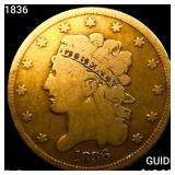 1836 $5 Gold Half Eagle NICELY CIRCULATED