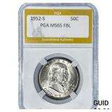 1952-S Franklin Half Dollar PGA MS65 FBL