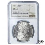 1881-S Morgan Silver Dollar NGC MS64