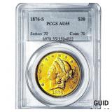 1876-S $20 Gold Double Eagle PCGS AU55