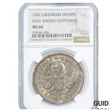 1953 S. Rhodesia Silver Crown NGC MS64