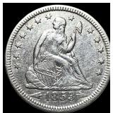 1853 Arrows & Rays Silver Seated Liberty  Quarter