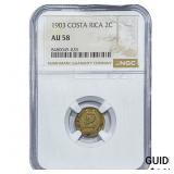 1903 Costa Rica Cupro-Nickel 2 Centimos NGC AU58