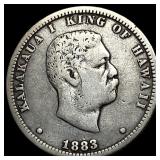 1883 Hawaii Silver 1/4 Dollar NEARLY UNCIRCULATED