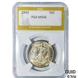 1942 Walking Liberty Half Dollar PGA MS66