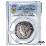 1850 Great Britain Silver Half Crown PCGS AU Detai