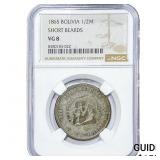 1865 Bolivia Silver 1/2 Melgarejo NGC VG8