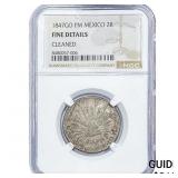 1847-GO Mexico Silver 2 Reales NGC F Details