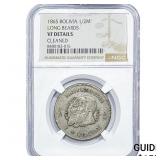 1865 Bolivia Silver 1/2 Melgarejo NGC VF Details