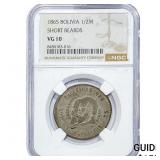 1865 Bolivia Silver 1/2 Melgarejo NGC VG8