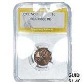 1909 VDB Wheat Cent PGA MS66 RD