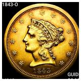 1843-O $2.50 Gold Quarter Eagle UNCIRCULATED