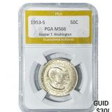 1953-S Booker T Half Dollar PGA MS66