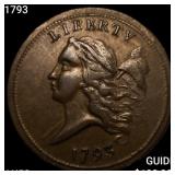 1793 Liberty Cap Half Cent CHOICE AU