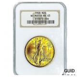 1908 $20 Gold Double Eagle NGC MS63 No Motto