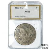 1892-CC Morgan Silver Dollar PCI AG03