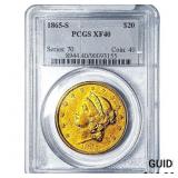 1865-S $20 Gold Double Eagle PCGS XF40
