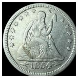 1854 Arrows Seated Liberty Quarter UNCIRCULATED