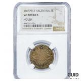 1815-PTS Argentina Silver 2 Reales Toned! NGC VG D