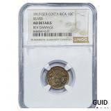 1917 Costa Rica Silver 10 Centavos NGC AU Details