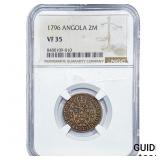 1796 Angola Silver 2 Macutas NGC VF35
