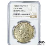 1952 Dominican Republic Silver Peso NGC AU Details