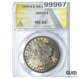 1890-S Morgan Silver Dollar ANACS MS63