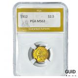 1912 $2.50 Gold Quarter Eagle PGA MS63