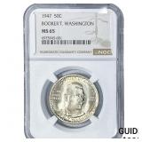 1947 Booker T Half Dollar NGC MS65