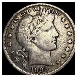 1893 Silver Half Dollar (Barber) NEARLY UNCIRCULAT