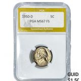 1950-D Jefferson Nickel PGA MS67 FS