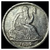 1837 Silver Half Dime No Stars CLOSELY UNCIRCULATE