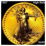 1907 High Relief $20 Gold Double Eagle CHOICE BU